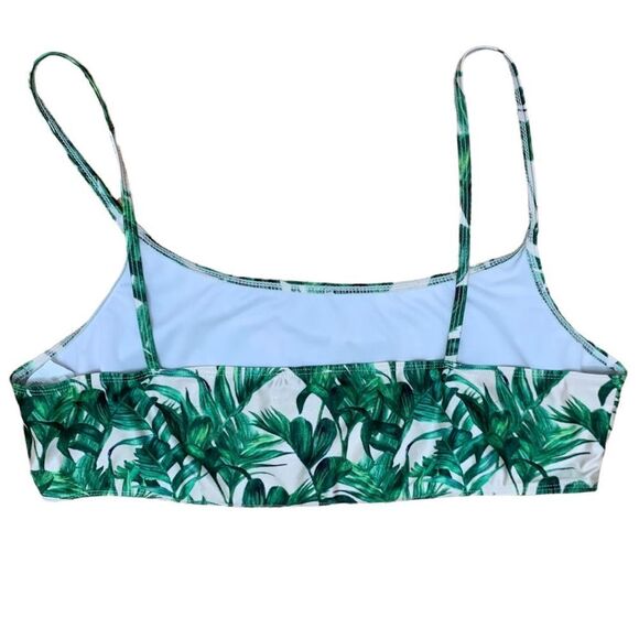 Boohoo Tropical Green Palm Print Bikini Shelf Bra Swim Top Plus Size 20 - Picture 5 of 8